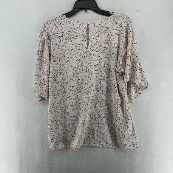 Motherhood Maternity Top Sz S Ivory Pink Colorful Pin Dots Flutter Sleeve Ruffle - Picture 2 of 11